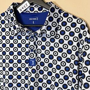 Bogey Bros Magic 8 Ball Performance Golf Polo Shirt - Men's Size L - White Blue